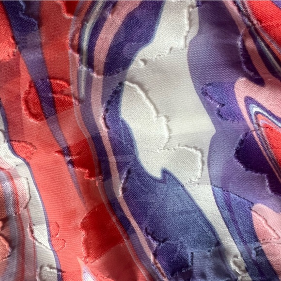 Inspired Hearts Jacquard Tie Dye Tiered Flowy Belted Sleeveless Romper. Size L - Picture 6 of 11